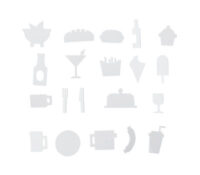 Поставени симболи за храна - за перфориран панел Бело Дизајн Писма