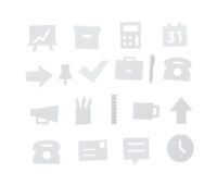 Conjunto de símbolos de escritório - para painel perfurado White Design letras