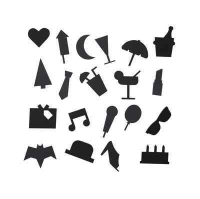Conjunto de símbolos de fiesta - para panel perforado Black Design Letters