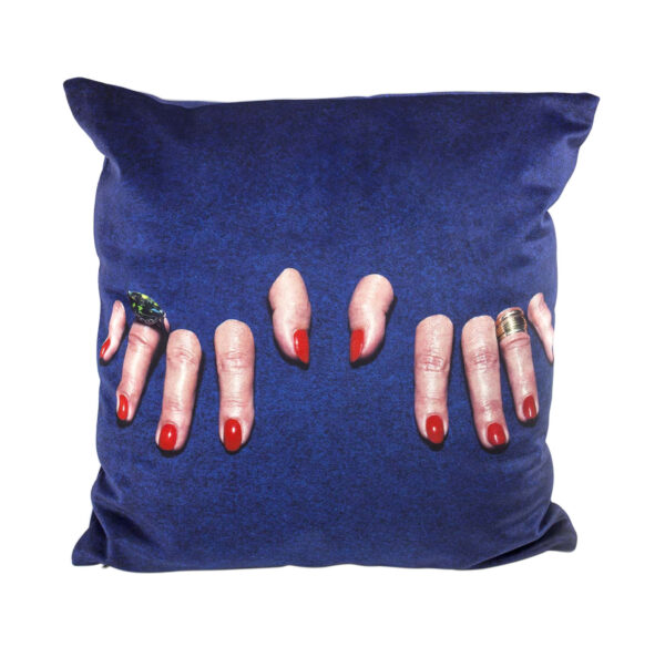 Cushion Toiletpaper - Fingers - 50 x 50 cm Multicolor | Blue Seletti Maurizio Cattelan | Pierpaolo Ferrari