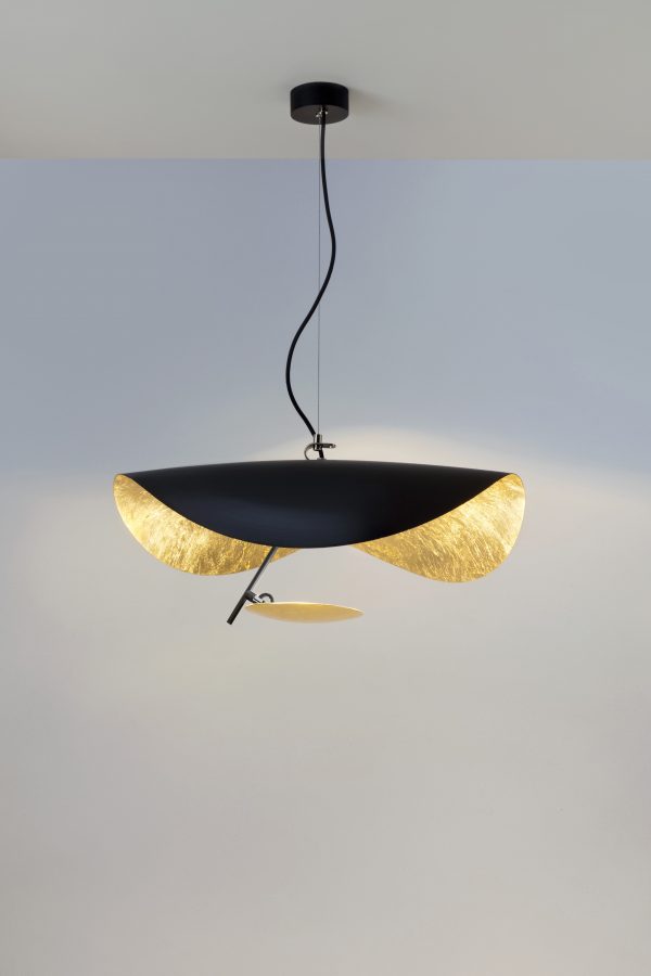 Lampada A Sospensione Lederam Manta S1 / LED - Ø 60 cm Nero|Oro Catellani & Smith Enzo Catellani