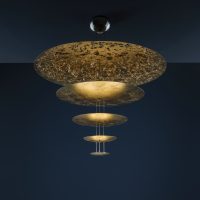 Machine of Light D Pendant Lamp - / LED - Ø 120 x H 145 cm - 5 Gold discs Catellani & Smith Enzo Catellani