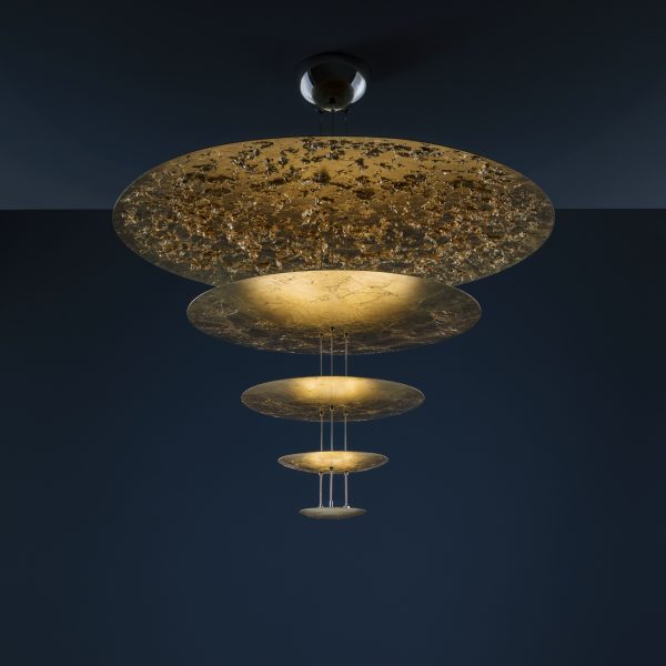 Lámpara colgante Machine of Light D - / LED - Ø 120 x H 145 cm - 5 discos de oro Catellani & Smith Enzo Catellani