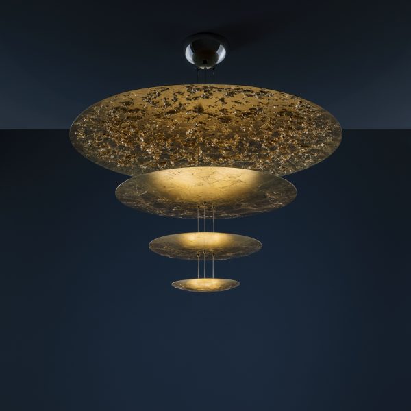 Lampada A Sospensione Macchina della Luce F - / LED - Ø 120 x  H 145 cm - 4 dischi Oro Catellani & Smith Enzo Catellani