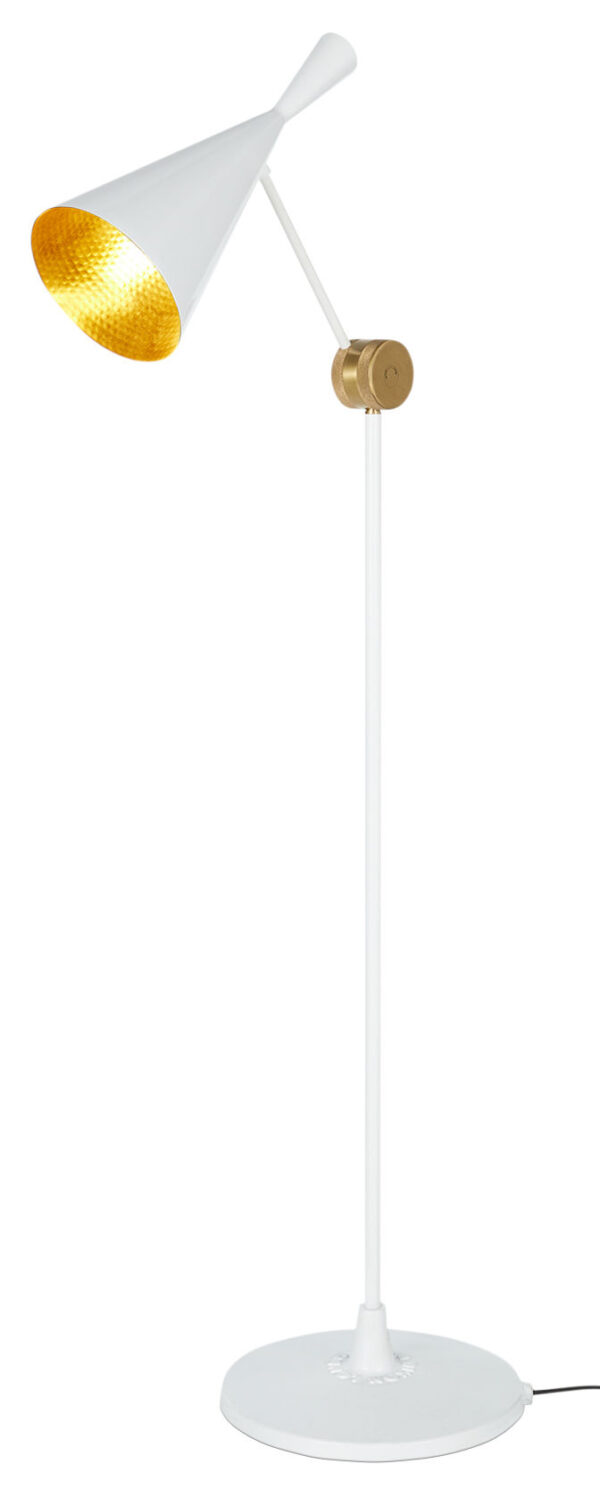 Lampada Da Terra Beat  H 157 cm Bianco brillante|Ottone Tom Dixon Tom Dixon