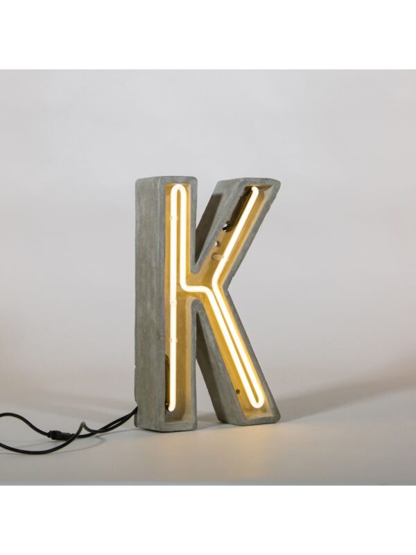 Alphacrete Table Lamp - White Letter K | Gray | Seletti BBMDS Cement