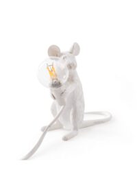 Maus-Sitztischlampe # 2 Sitzende Mickey-Maus Weiß Seletti Marcantonio Raimondi Malerba