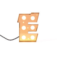Table Lamp Caractère Applique - Letter E Bright Gold Seletti Selab | Studio Badini Creatim