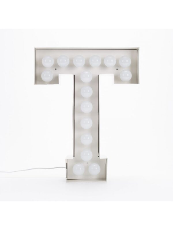 Lampada da Terra Vegaz - Lettera T - H 60 cm Bianco Seletti Selab