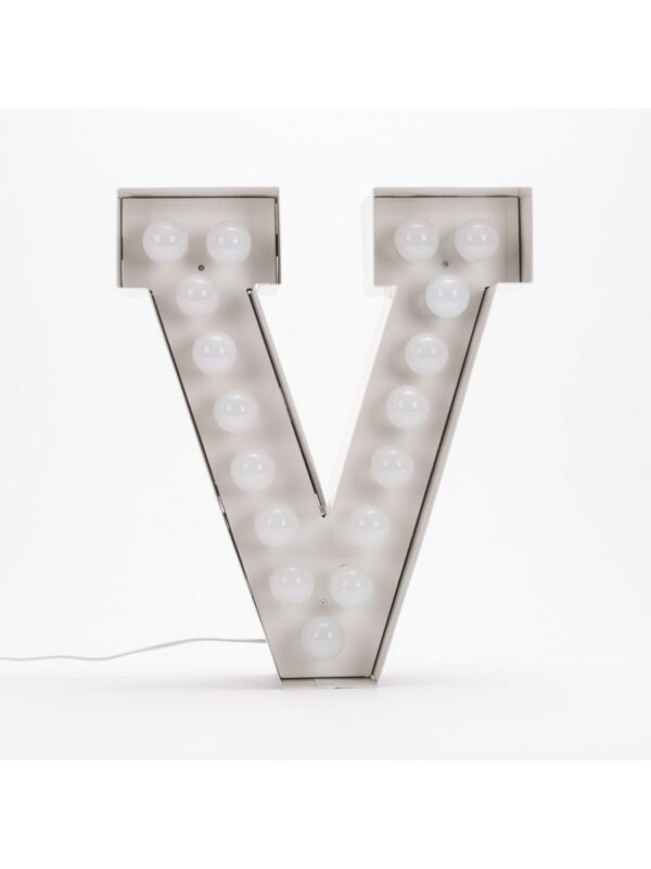 Lampada da Terra Vegaz - Lettera V - H 60 cm Bianco Seletti Selab