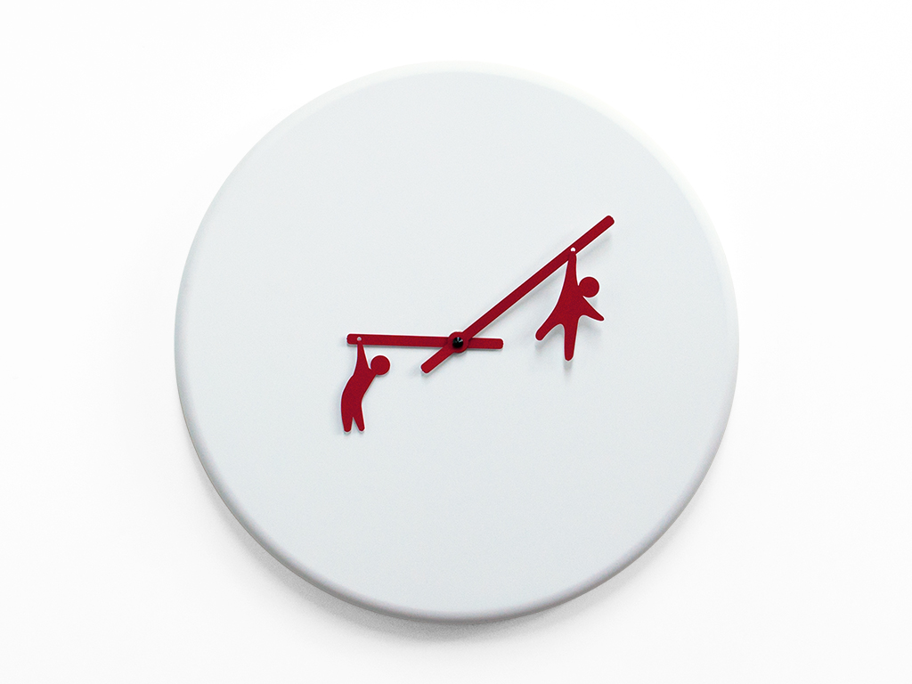 Orologio da parete Time2play Bianco|Rosso Progetti Alessia Gasperi 1