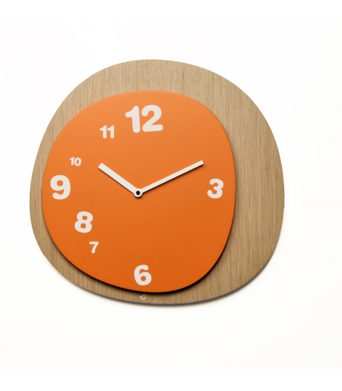 Orologio da parete Woodie Legno chiaro|Arancione Progetti Alberto Sala 1