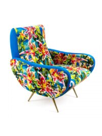 Toiletpaper Armchair - Flower with holes Multicolor | Gold | Seletti Turquoise Maurizio Cattelan | Pierpaolo Ferrari