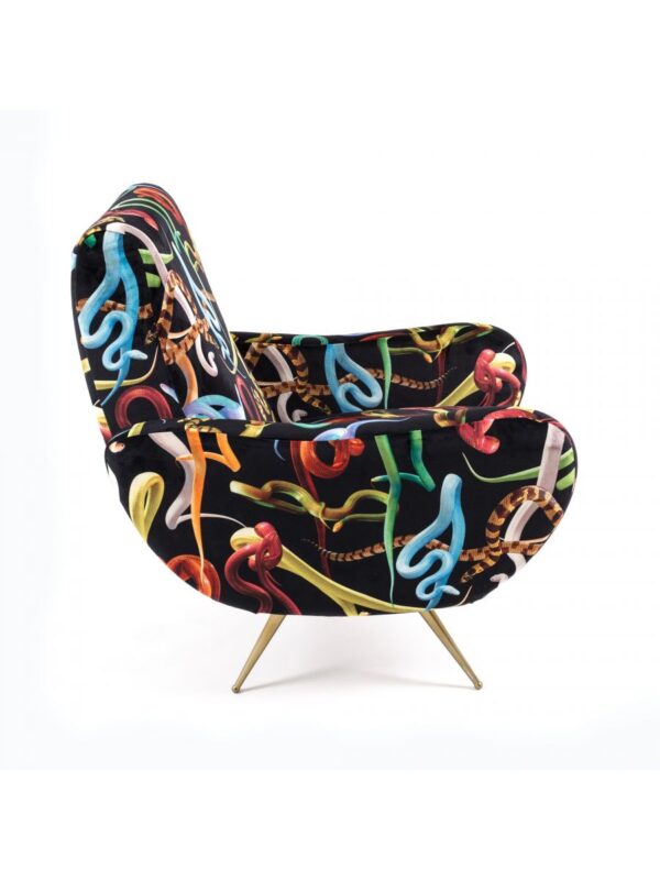 Toiletpaper Armchair - Multicolored Snakes | Seletti Black Maurizio Cattelan | Pierpaolo Ferrari