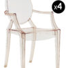 Louis Ghost stackable armchair - Set of 4 transparent orange Kartell Philippe Starck 1