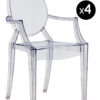 Stapelbarer Sessel Louis Ghost - 4er-Set transparentes blaues Kartell Philippe Starck 1