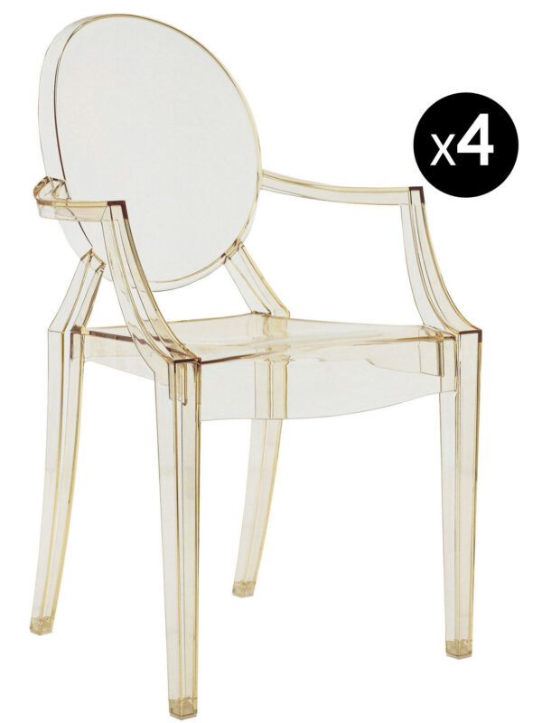 Stapelbarer Sessel Louis Ghost - 4er-Set transparenter gelber Kartell Philippe Starck 1