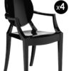 Louis Ghost stackable armchair - Set of 4 matt black Kartell Philippe Starck 1