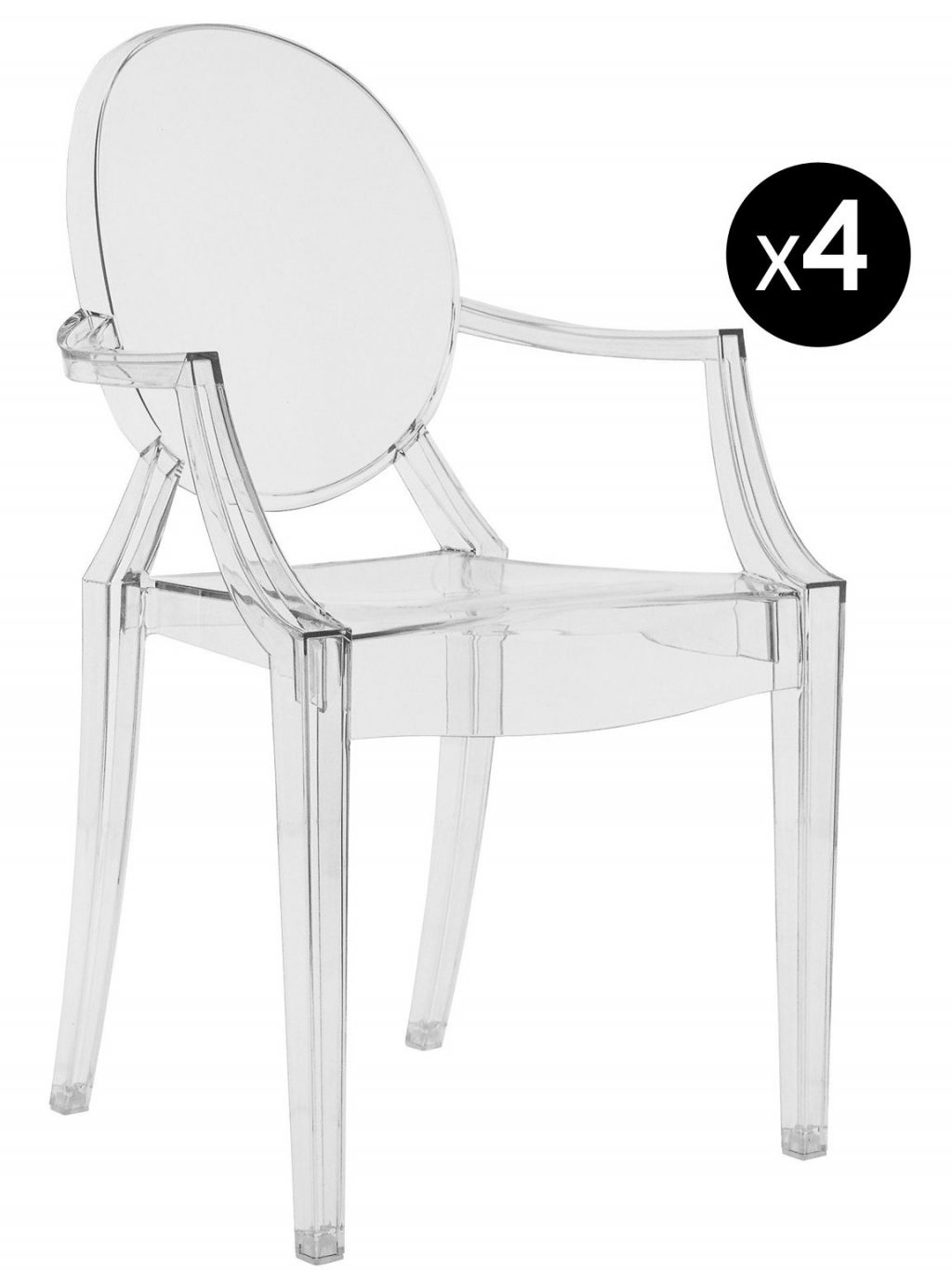 Poltrona impilabile Louis Ghost - Set di 4 Trasparente Kartell Philippe Starck 1
