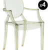 Louis Ghostスタッカブルアームチェア-4個セット透明な緑のKartell Philippe Starck 1