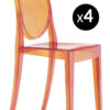 Victoria Ghost Stackable Chair - Set of 4 Orange Kartell Philippe Starck 1