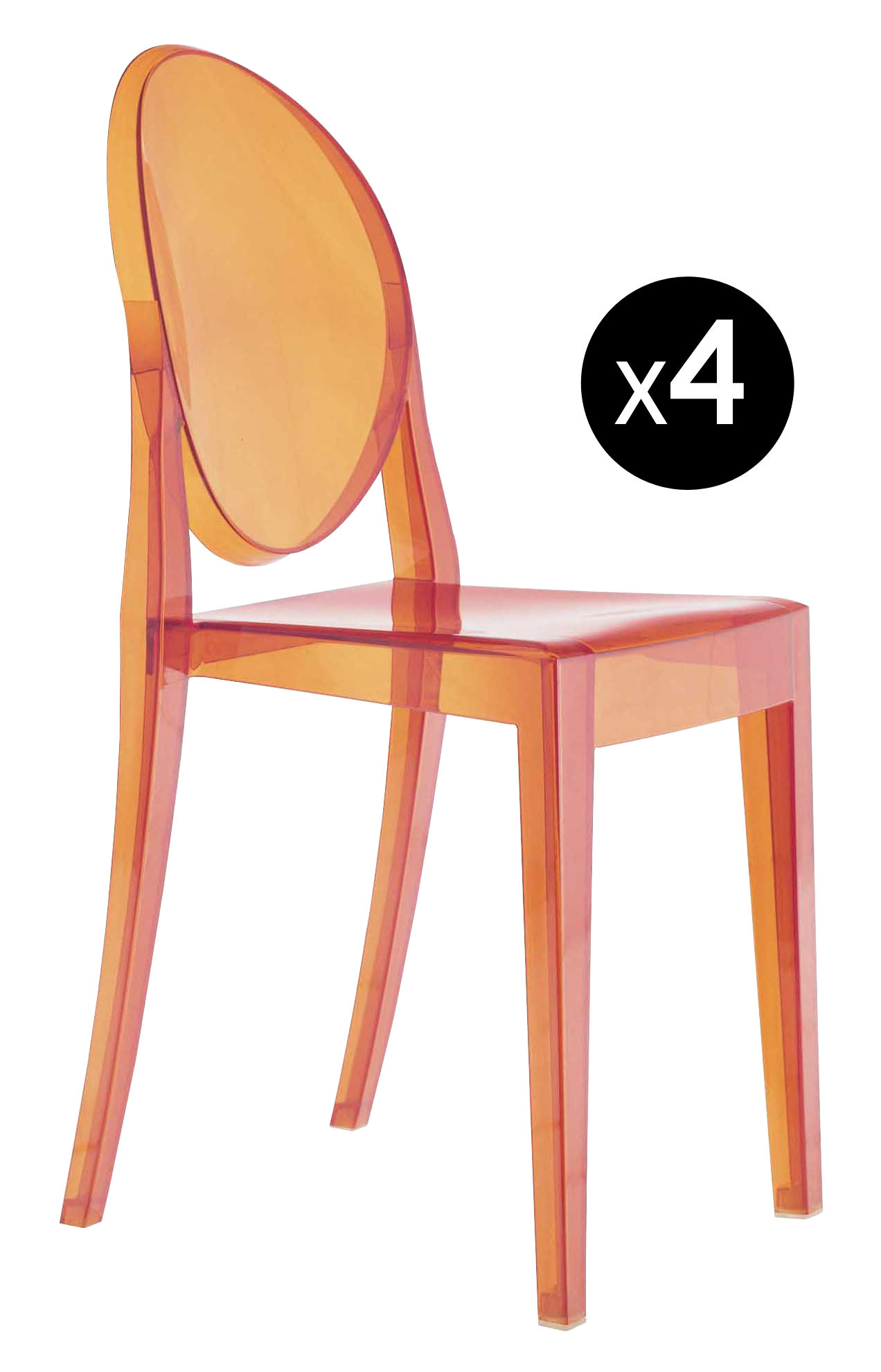 Kartell Set di 4 sedie Louis Ghost colore trasparente