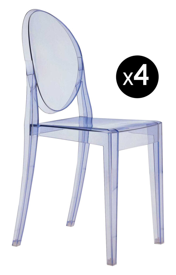 Victoria Ghost stackable chair - Σετ 4 Blue Kartell Philippe Starck 1