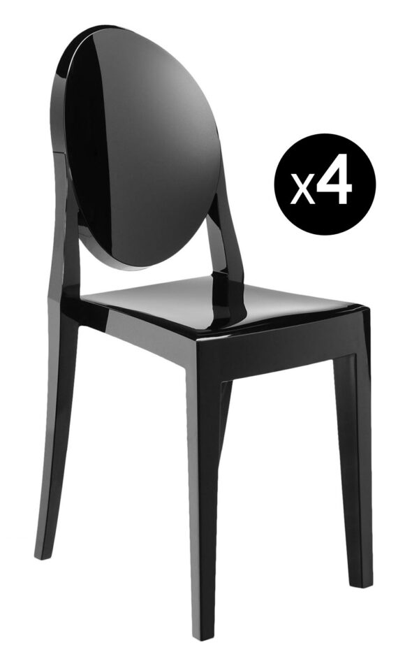 Victoria Ghost stackable chair - Σετ 4 ματ μαύρο Kartell Philippe Starck 1