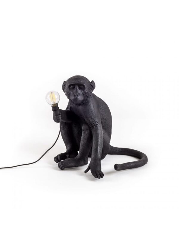 Monkey Sitting Outdoor Table Lamp - H 32 cm Black Seletti Marcantonio Raimondi Malerba
