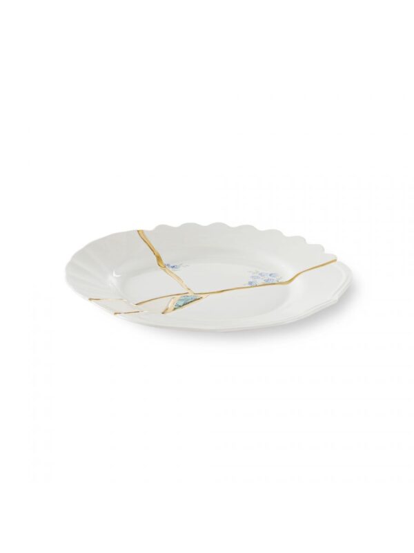 Kintsugi Dessert Plate Blue Motifs White | Πολύχρωμο | Χρυσό Seletti Marcantonio Raimondi Malerba