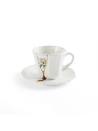Kintsugi Kaffeetassen Set Mehrfarbige Blume Weiß | Mehrfarbig | Gold Seletti Marcantonio Raimondi Malerba