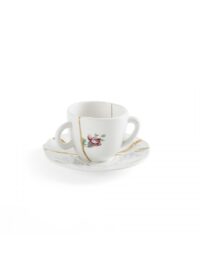 Kintsugi Coffee Cup Set Multicolored Flowers White | Multicolor | Gold Seletti Marcantonio Raimondi Malerba