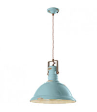 Lámpara de suspensión Industrial C1690 en azul de Ferroluce 1