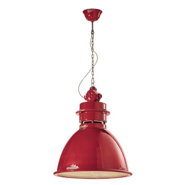 Lampe à Suspension Industrielle C1750 Rouge par Ferroluce 1