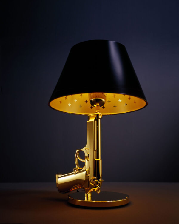 Ρολόι επιτραπέζιο / H 42 cm - Χρυσό 18K Μαύρο | Χρυσό Flos Philippe Starck