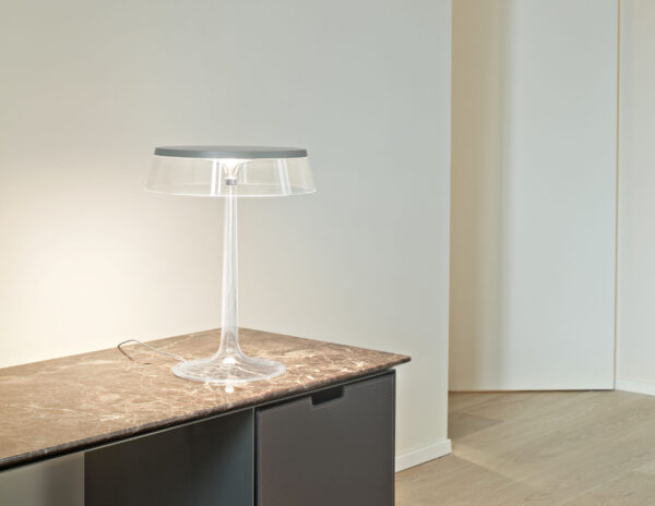 Bon Jour / LED Table Lamp - H 41 cm Transparent | Flos silver matt Philippe Starck