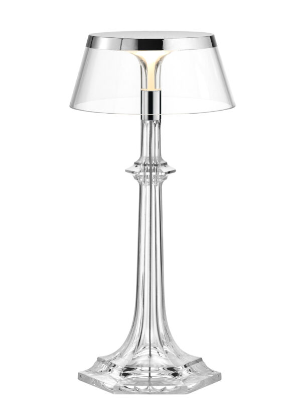 Lámpara de mesa Bon Jour Versailles Small - / LED - H 27 cm Transparente | Chrome Flos Philippe Starck