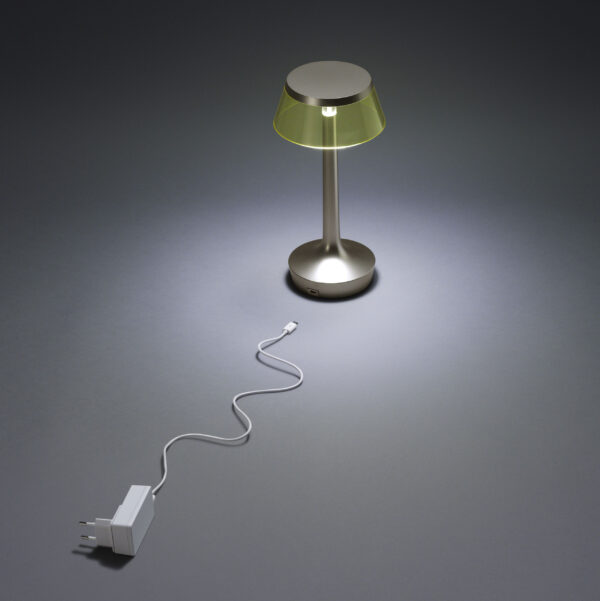 Bon Jour Αποσυνδεδεμένη ασύρματη επιτραπέζια λάμπα / LED καπνού | Matt Silver Flos Philippe Starck