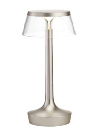 Lampada Da Tavolo Senza Fili Bon Jour Unplugged - / LED Trasparente|Argento Opaco Flos Philippe Starck
