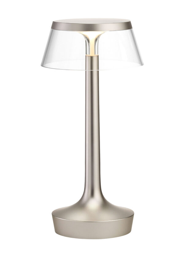 Bon Jour Unplugged Wireless Table Lamp - / Transparent LED | Flos Opaque Silver Philippe Starck