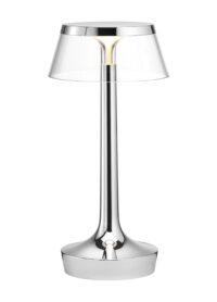 Lampe de table sans fil Bon Jour Unplugged - / LED transparente | Chrome Flos Philippe Starck