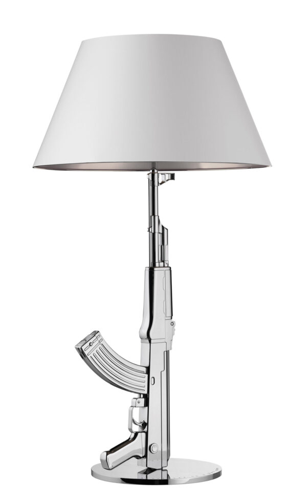 Table Gun Gun Lamp / H 92 cm White | Chrome Flos Philippe Starck
