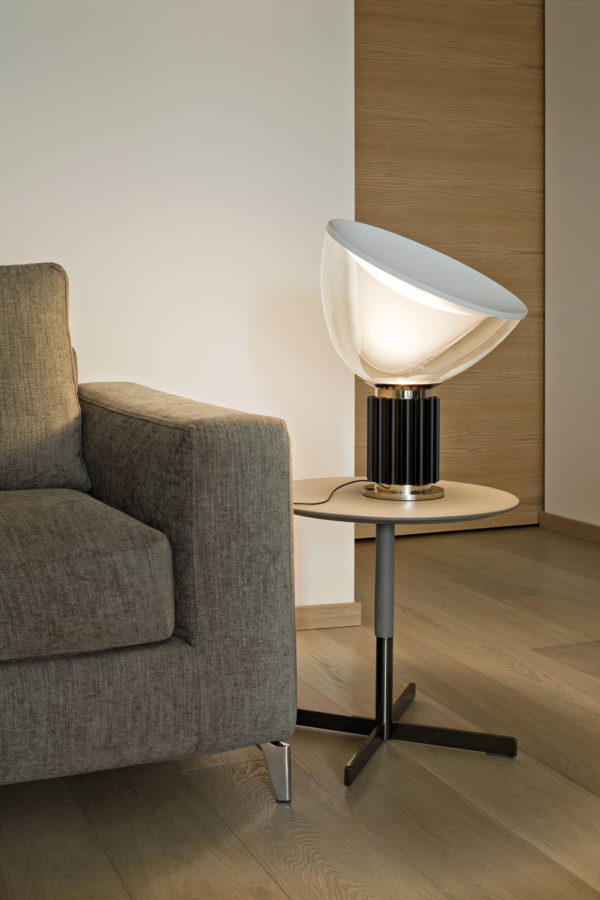 Taccia LED Small Silver Table Lamp | Transparent Flos Achille Castiglioni