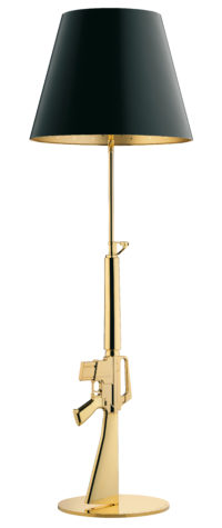 Lámpara de pie Lounge Gun / H 169 cm - Oro 18K Negro | Oro Flos Philippe Starck