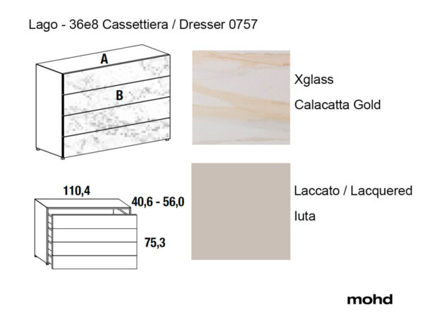 Chest of drawers Lago 36e8 XGlass 0757 Chest of drawers Calacatta Gold/Jute Lago 2