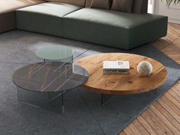 Lago Air Coffee Table Coffee Table - Ø 50x32.5 cm Polished Glass Clay Lago Daniele Lago 2
