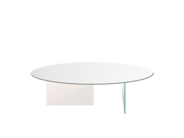 ラゴ エア コーヒー テーブル コーヒー テーブル - Ø 90x37,9 cm 光沢のある白いラゴ ガラス Daniele Lago 1
