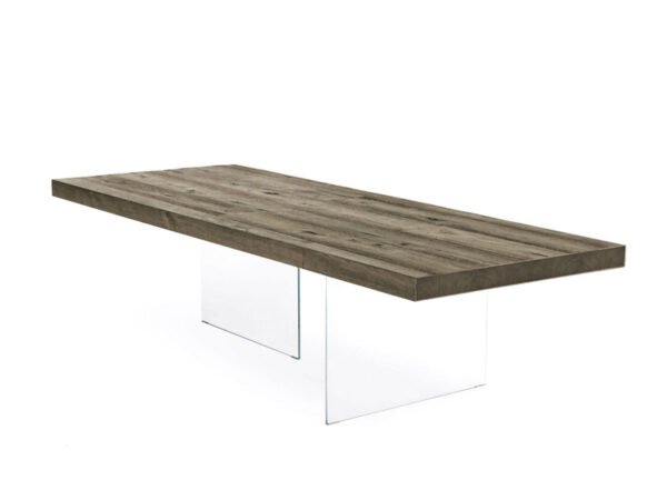 ラゴ エア テーブル ワイルドウッド グレー テーブル 250x100 - クローズド ヘッド/透明エクストラ クリア脚 Lago 1