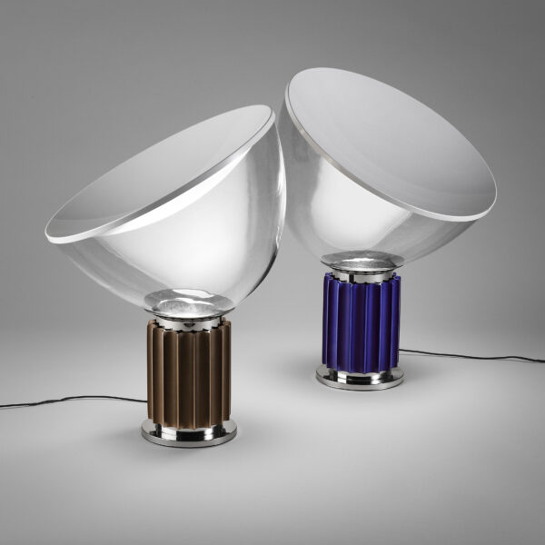 Lampu Meja LED Taccia Perak Kecil | Flos Achille Castiglioni Transparan | Pier Giacomo Castiglioni