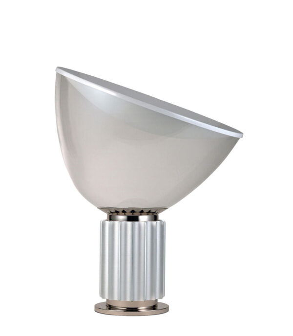 Taccia LED maža stalo lempa, sidabrinė | permatomas flosas Achille Castiglioni | prieplauka Giacomo Castiglioni